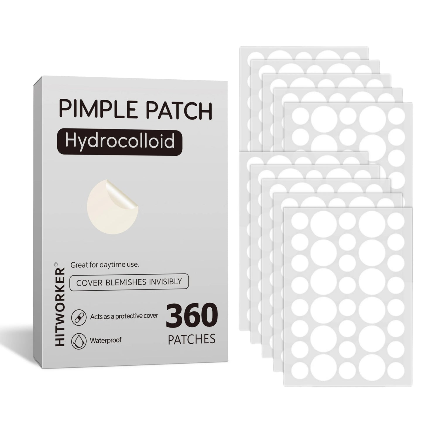 360-Pack Hydrocolloid Pimple Patches – Invisible, Waterproof & Ultra-Thin Daytime Cover