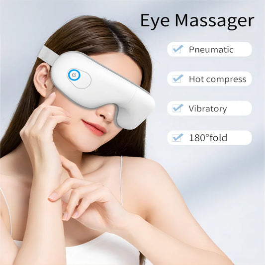 Foldable Smart Eye Mask with Heat & Vibration for Dark Circles, Eye Strain & Better Sleep